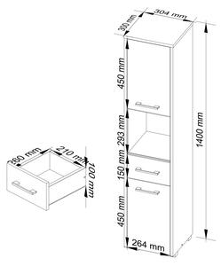 Ak furniture Koupelnová skříňka Fin II 30 cm bílá/černá lesk