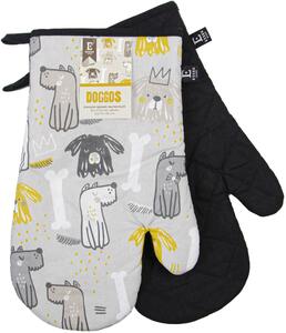 Kuchyňské bavlněné rukavice - chňapky DOGGOS šedá pejskový motiv 100% bavlna 19x30 cm Essex