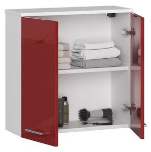 Avord Závěsná koupelnová skříňka Fin 60 cm bílá/červená lesk