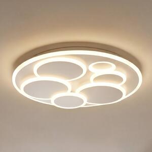 FISCHER & HONSEL LED stropní svítidlo Dots, bílé, Ø 50 cm, kov/akryl,, stmívatelný, Bílá / opál, Obývací pokoj / jídelna, kov, Moderní
