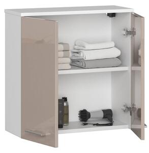 Avord Závěsná koupelnová skříňka Fin 60 cm bílá/cappuccino lesk