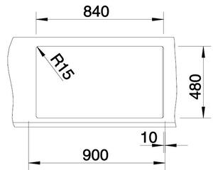Blanco Metra 9, silgranitový dřez 860x500x190 mm, 2-komorový, šedá vulkán, BLA-527304