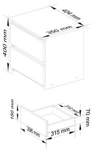 Avord Noční stolek CL2 40 cm bílý/wenge