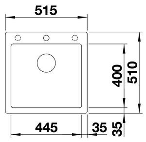 Blanco Pleon 5, silgranitový dřez 515x510x220 mm, 1-komorový, jemná bílá, BLA-527135