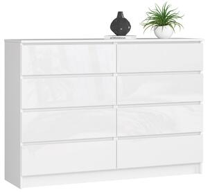 Ak furniture Komoda Rollo X 138,4 cm bílá lesklá