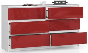 Ak furniture Komoda Rollo K 138,4 cm bílá/červená