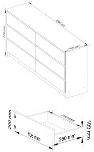 Ak furniture Komoda Rollo V 160,4 cm wenge/dub sonoma