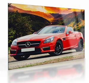 Skleněný obraz - červený Mercedes (70x50 cm)