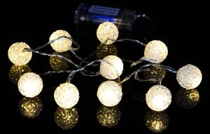 Nexos 57396 Vánoční dekorativní řetěz - světelné koule - 10 LED teple bílá