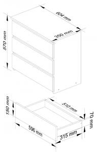 Ak furniture Komoda CL3 60 cm dub sonoma/wenge