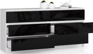 Ak furniture Komoda Rollo V 160,4 cm bílá/černá lesklá