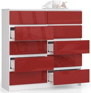 Ak furniture Komoda Kuba 120 cm bílá/červená