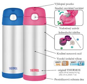 Dětská termoska Thermos Funtainer Nerez 470 ml Barva: růžová