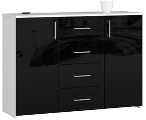 Ak furniture Komoda Torvi K 110,4 cm bílá/černá lesklá