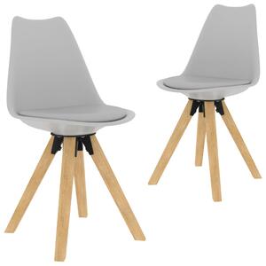 Jídelní židle 2 ks šedé PP a masivní bukové dřevo