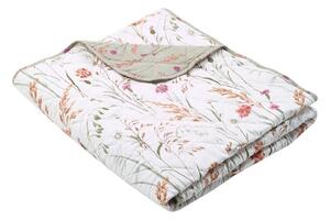Zelený/béžový bavlněný prošívaný přehoz 200x220 cm Grasmere Floral – Catherine Lansfield