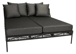 Stern Denní postel Odea, Stern, 151x160x85 cm, rám lakovaný hliník černý (black matt), lankový výplet salt, rychleschnoucí výplň, venkovní látka cream