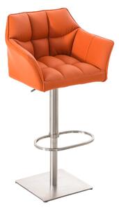 Barová židle Damas E1 ~ koženka, nerezový rám - Oranžová