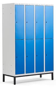 AJ Produkty Boxová šatní skříň CLASSIC, s nohami, 4 sekce, 8 boxů, 1940x1200x550 mm, modré dveře