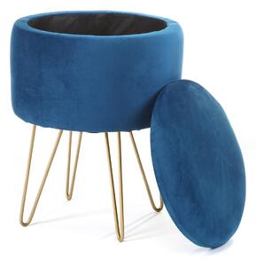 Ak furniture Taburet Lili s úložným prostorem tmavě modrý