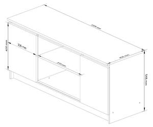 Ak furniture TV stolek Tonon 120 cm bílý/grafitový šedý