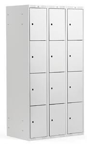 AJ Produkty Boxová šatní skříň CLASSIC, 3 sekce, 12 boxů, 1740x900x550 mm, šedá, šedé dveře
