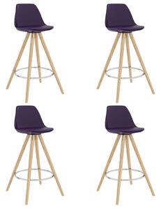 Barové stoličky 4 ks tmavě fialové a masivní bukové dřevo