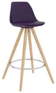 Barové stoličky 4 ks tmavě fialové a masivní bukové dřevo