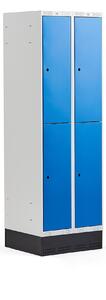 AJ Produkty Boxová šatní skříň CLASSIC, se soklem, 2 sekce, 4 boxy, 1890x600x550 mm, modré dveře