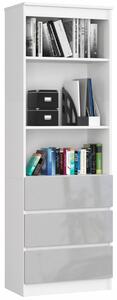 Ak furniture Knihovna Star 60 cm bílý mat/stříbrný lesk