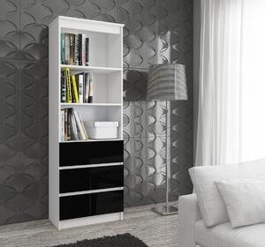 Ak furniture Knihovna Star 60 cm bílý mat/černý lesk