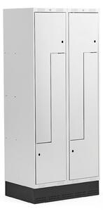 AJ Produkty Šatní skříňka CLASSIC Z, se soklem, 2 sekce, 4 dveře, 1890x800x550 mm, šedé dveře