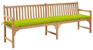 Zahradní lavice s jasně zelenou poduškou 240 cm masivní teak