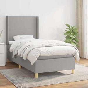 Box spring postel s matrací světle šedá 90x190 cm textil 3131793