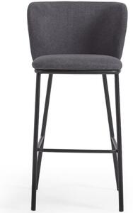 Tmavě šedá látková barová židle Kave Home Ciselia 75 cm