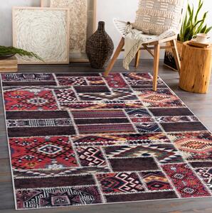 Makro Abra Kusový koberec vhodný k praní ANDRE 2305 Orientalní patchwork protiskluzový bordó hnědý Rozměr: 160x220 cm
