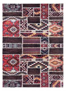 Makro Abra Kusový koberec vhodný k praní ANDRE 2305 Orientalní patchwork protiskluzový bordó hnědý Rozměr: 160x220 cm