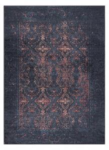 Makro Abra Kusový koberec vhodný k praní ANDRE 1013 Ornament vintage protiskluzový černý terakota Rozměr: 80x150 cm