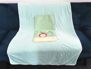 Bavlissimo Sametový polštářek a fleecová deka v jednom prasátko zelená 110x160cm