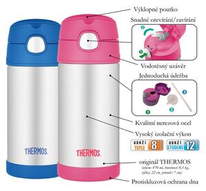 Dětská termoska Thermos Funtainer - květy Barva: růžová