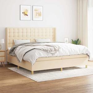 Box spring postel s matrací krémová 200x200 cm textil 3132342