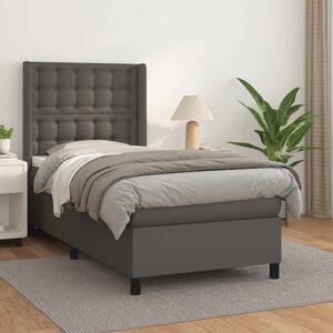 Box spring postel s matrací šedá 90x190 cm umělá kůže 3132475