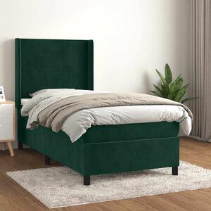 Box spring postel s matrací tmavě zelená 80 x 200 cm samet 3132528