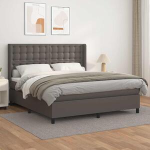 Box spring postel s matrací šedá 160x200 cm umělá kůže 3132511