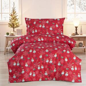 Povlečení bavlněné Vánoční Merry Christmas red 200x140cm+90x70cm TiaHome - 1x Polštář 90x70cm, 1x Přikrývka 140x200cm