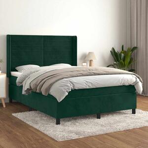 Box spring postel s matrací tmavě zelená 140x190 cm samet 3132738