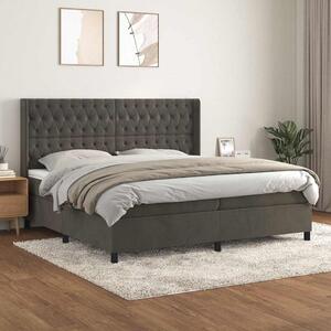 Box spring postel s matrací tmavě šedá 200x200 cm samet 3132880