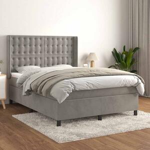 Box spring postel s matrací světle šedá 140x190 cm samet 3132915