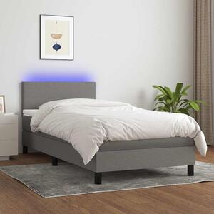 Box spring postel s matrací a LED tmavě šedá 80 x 200 cm textil 3132950