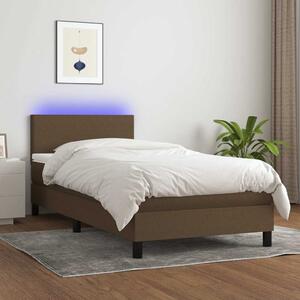 Box spring postel s matrací a LED tmavě hnědá 80x200 cm textil 3132952